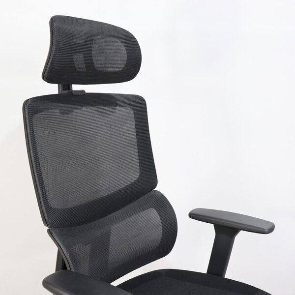 Ergonomikus irodai szék Concept, RONDI, hálós háttámlával, állítható deréktámasszal, Synсhro mechanizmussal, fekete