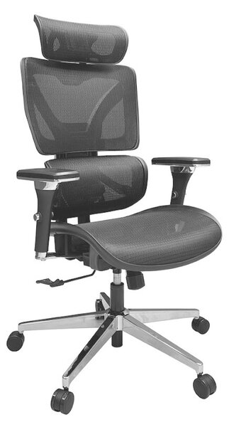 Ergonomikus irodai szék Performance, RONDI, hálós háttámlával, állítható deréktámasszal, szinkron mechanizmussal, fekete