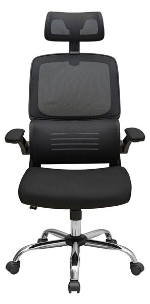 Ergonomikus irodai szék Skyline, RONDI, hálós+textil háttámlával, deréktámasszal, M1(Tilt) mechanizmussal, fekete