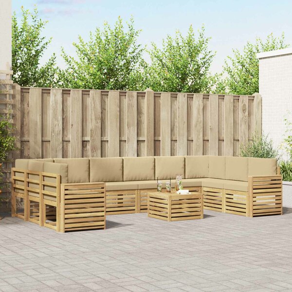 VidaXL Kültéri kanapé szett 11 pcs Fehér és Bézs 59 x 59 x 37 cm