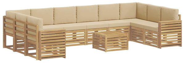 VidaXL Kültéri kanapé szett 11 pcs Fehér és Bézs 59 x 59 x 37 cm