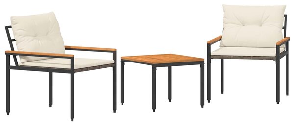 VidaXL Kültéri Bútor Szett 3 pcs Krémfehér polirattan