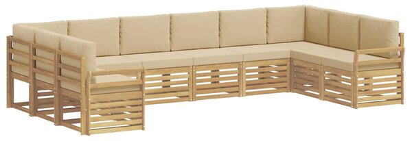 VidaXL Kültéri kanapé szett 10 pcs Fehér és Bézs 363 x 190 x 73 cm