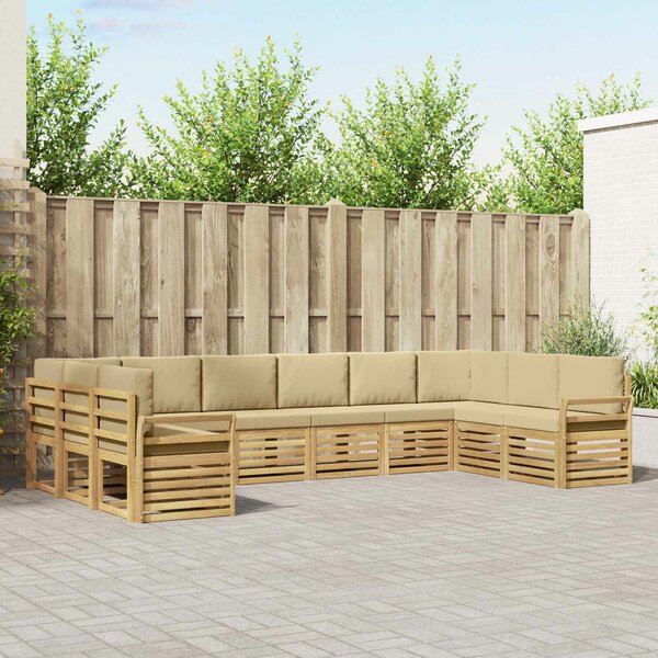 VidaXL Kültéri kanapé szett 10 pcs Fehér és Bézs 363 x 190 x 73 cm