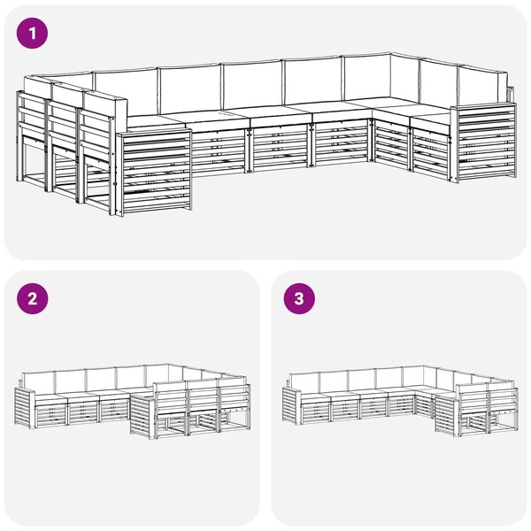 VidaXL Kültéri kanapé szett 10 pcs Fehér és Bézs 363 x 191,5 x 73 cm