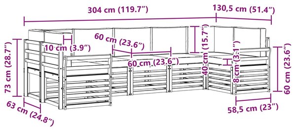 VidaXL Szegmentált kanapé szett párnával 7 pcs Természetes és antracit