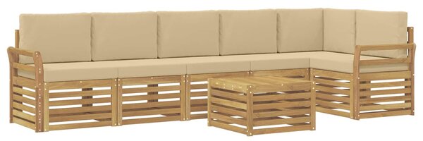 VidaXL Kültéri kanapé szett 7 pcs Fehér és Bézs 59 x 59 x 37 cm