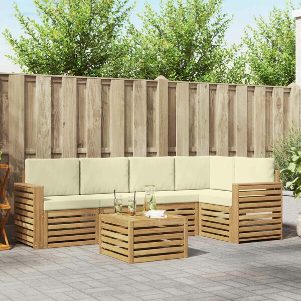 VidaXL Kültéri kanapé szett 6 pcs Fehér és Krém színű 59 x 59 x 37 cm