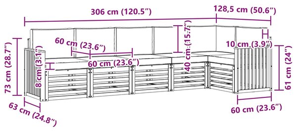 VidaXL Kültéri kanapé szett 6 pcs Fehér és Antracitszürke