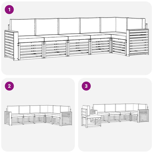 VidaXL Kültéri kanapé szett 6 pcs Fehér és Bézs 310 x 132,5 x 73 cm