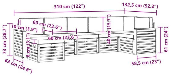 VidaXL Kültéri kanapé szett 7 pcs Fehér és Antracitszürke