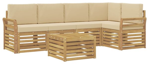 VidaXL Kültéri kanapé szett 6 pcs Fehér és Bézs 59 x 59 x 37 cm