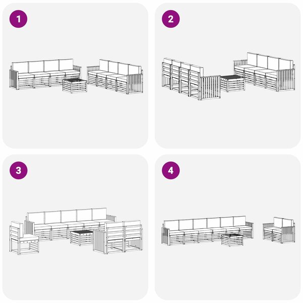 VidaXL Ülőgarnitúrák 9 pcs Fehér és Világosszürke 59 x 59 x 37 cm