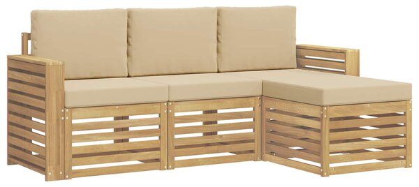 VidaXL Kültéri kanapé szett 4 pcs Fehér és Bézs 197,5 x 122,5 x 73 cm