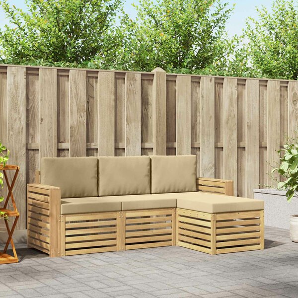 VidaXL Kültéri kanapé szett 4 pcs Fehér és Bézs 197,5 x 122,5 x 73 cm