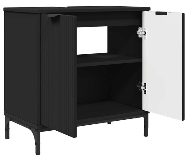 Fürdőszoba bútor szett 2 pcs Fekete 39.5 x 36 x 88 cm Faanyag