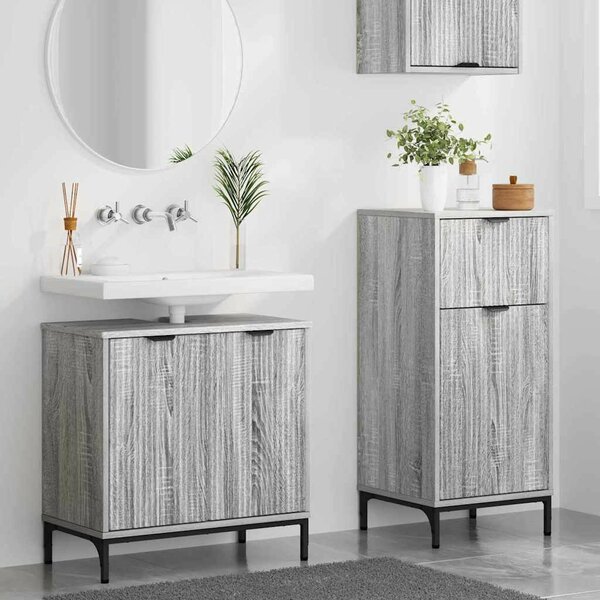 Fürdőszoba bútor szett 2 pcs Szürke sonoma 39.5 x 36 x 88 cm