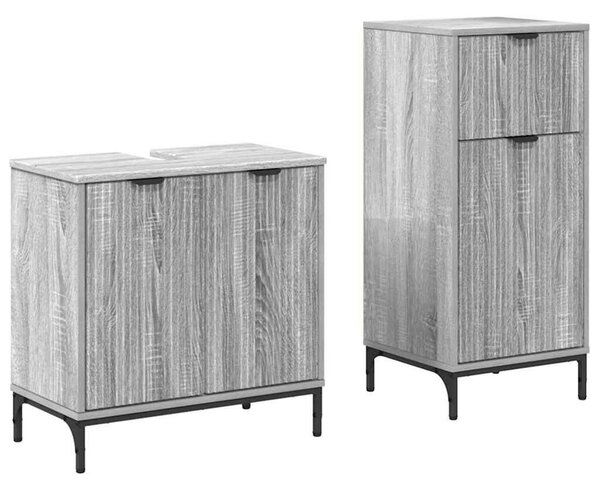 Fürdőszoba bútor szett 2 pcs Szürke sonoma 39.5 x 36 x 88 cm