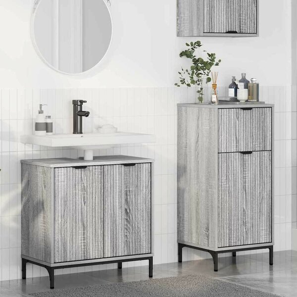 Fürdőszoba bútor szett 2 pcs Szürke sonoma 39.5 x 36 x 88 cm