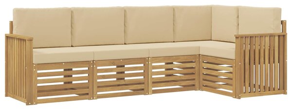 VidaXL Kültéri kanapé szett 5 pcs Fehér és Bézs 247 x 128,5 x 73 cm