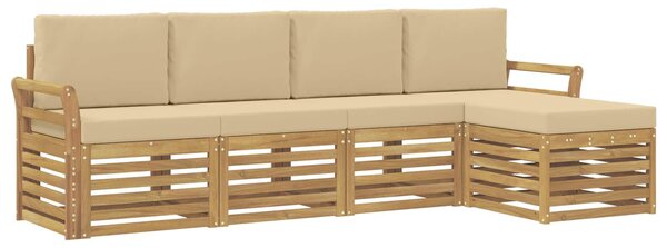 VidaXL Kültéri kanapé szett 5 pcs Fehér és Bézs 253 x 122,5 x 73 cm