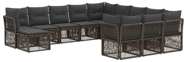 VidaXL Kerti Kanapé Szett 12 pcs Szürke polirattan