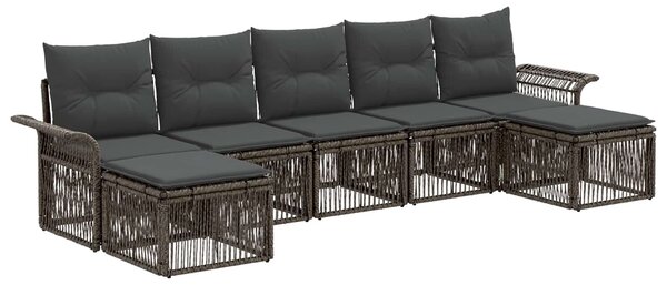 VidaXL Kerti Kanapé Szett 7 pcs Szürke polirattan