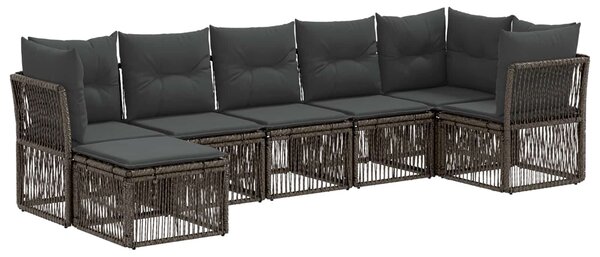 VidaXL Kerti Kanapé Szett 7 pcs Szürke polirattan