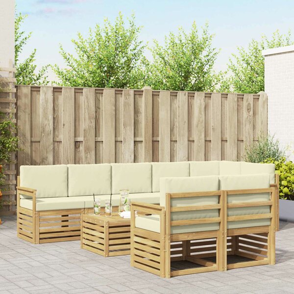 VidaXL Kültéri kanapé szett 8 pcs Fehér és Krém színű 59 x 59 x 37 cm