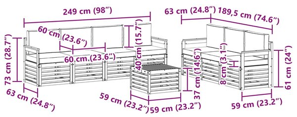 VidaXL Ülőgarnitúrák 8 pcs Természetes és Világosszürke Tömör Akácfa