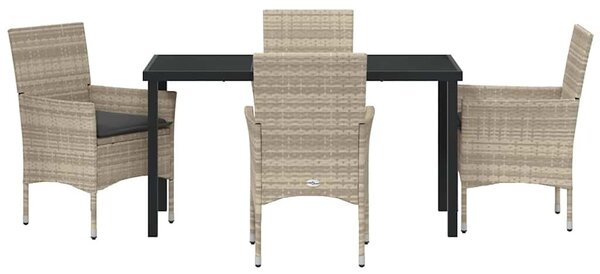 VidaXL Kert étkező szett párnával 5 pcs Világosszürke Poli rattan