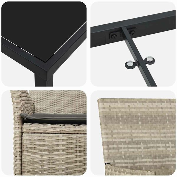 VidaXL Kert étkező szett párnával 5 pcs Világosszürke Poli rattan