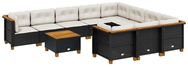 VidaXL Polyrattan Kerti Ülőgarnitúra - 11 részes - Fekete
