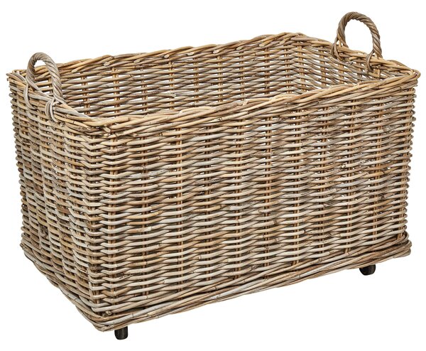 Kosár kétdarabos szettben KITIM kerekekkel Rattan Természetes