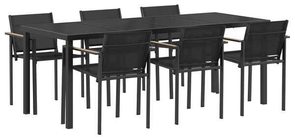 VidaXL Kültéri Bútor Szett 7 pcs Fekete és Antracit Textilén