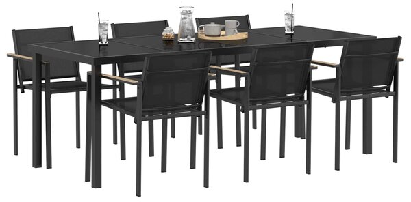 VidaXL Kültéri Bútor Szett 7 pcs Fekete és Antracit Textilén