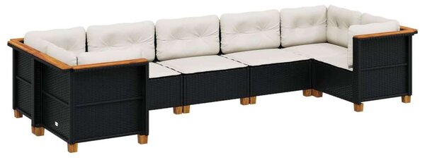 Polyrattan Kerti Ülőgarnitúra - 7 részes - Fekete