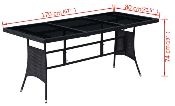 VidaXL 9-részes fekete polyrattan kültéri étkezőszett párnákkal