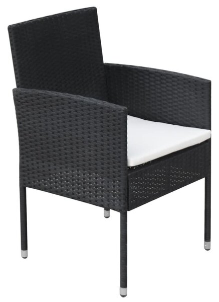 VidaXL 9-részes fekete polyrattan kültéri étkezőszett párnákkal