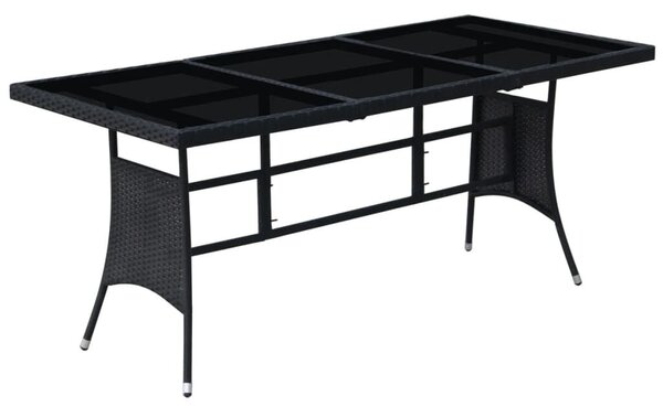 VidaXL 9-részes fekete polyrattan kültéri étkezőszett párnákkal