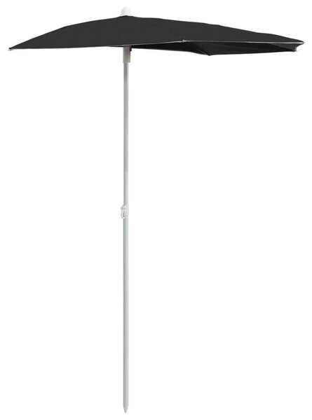 VidaXL fekete félköríves napernyő rúddal 180 x 90 cm