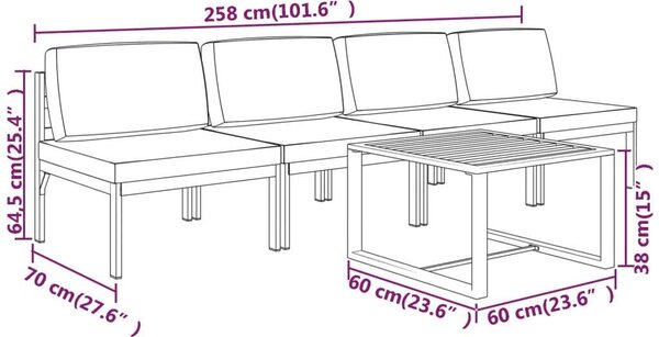 Vidaxl Alumínium Kerti Ülőgarnitúra - 5 részes