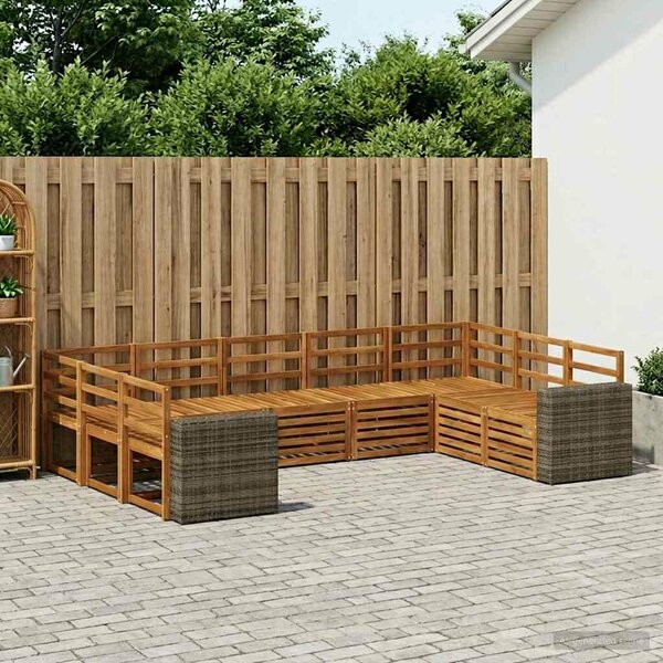 VidaXL Szegmentált kanapé szett 9 pcs Természetes Tömör Akácfa