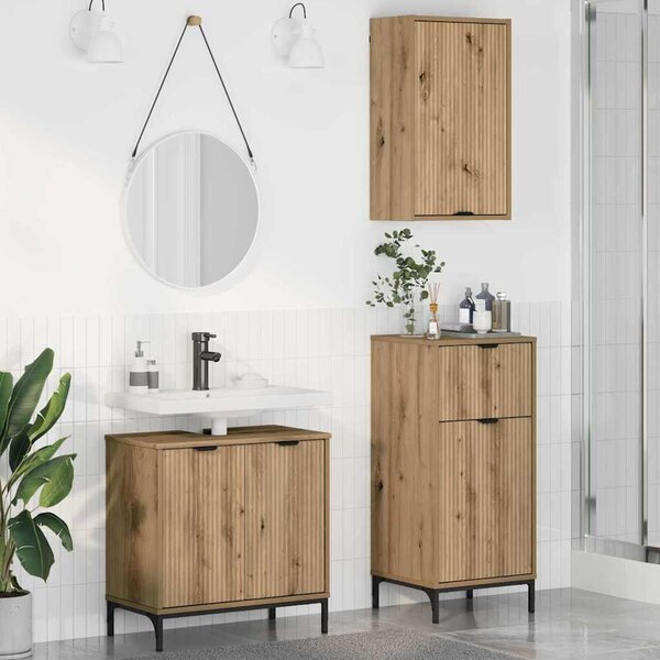 Fürdőszoba bútor szett 3 pcs kézműves tölgy 39.5 x 36 x 88 cm