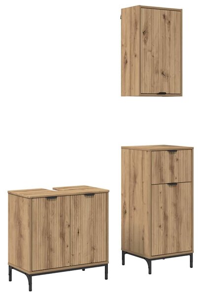 Fürdőszoba bútor szett 3 pcs kézműves tölgy 39.5 x 36 x 88 cm