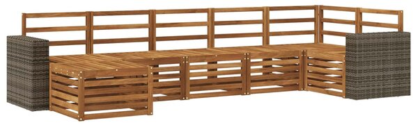 VidaXL Szegmentált kanapé szett 7 pcs Természetes Tömör Akácfa
