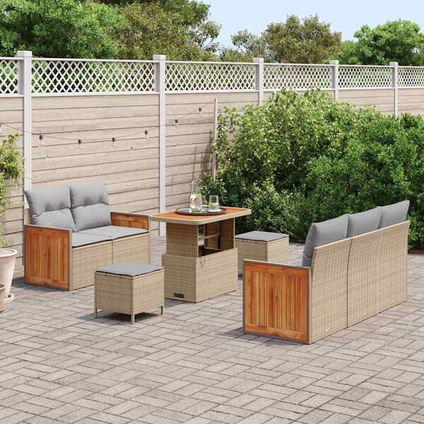 VidaXL Kerti Kanapé Szett 10 pcs Beige és Világosszürke polirattan