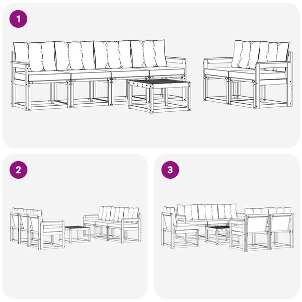 VidaXL Kültéri kanapé szett párnával 7 pcs Fehér és Bézs