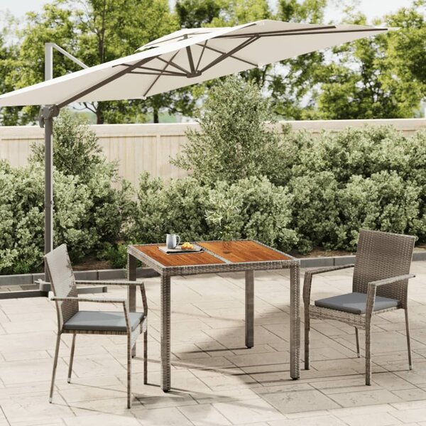 Polyrattan Kerti Étkezőgarnitúra - 3 részes - Szürke
