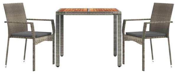 Polyrattan Kerti Étkezőgarnitúra - 3 részes - Szürke